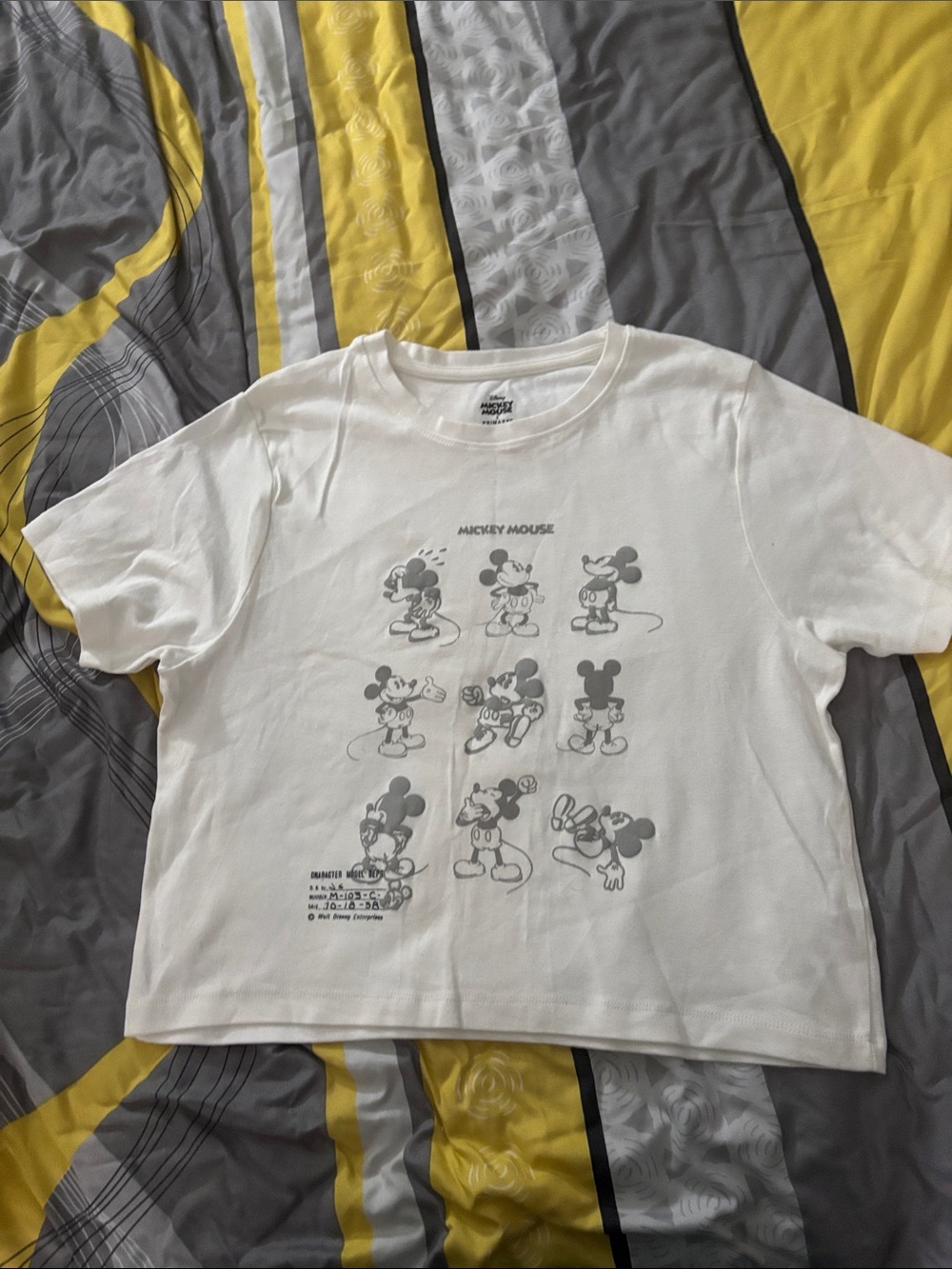 Disney White Mickey Mouse Sketch Crop Top